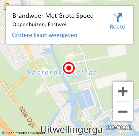 Locatie op kaart van de 112 melding: Brandweer Met Grote Spoed Naar Oppenhuizen, Eastwei op 22 januari 2024 21:05