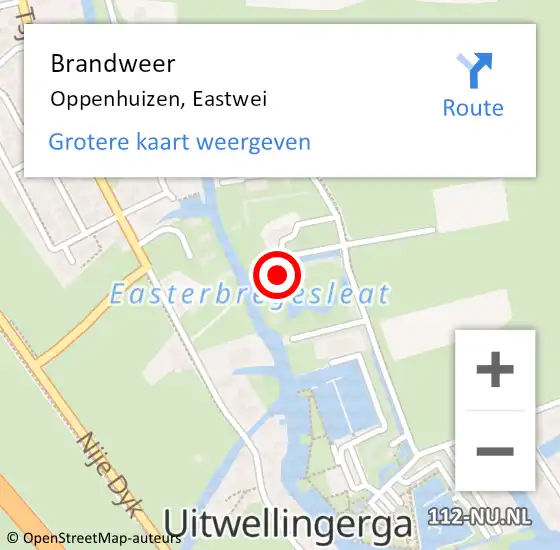 Locatie op kaart van de 112 melding: Brandweer Oppenhuizen, Eastwei op 22 januari 2024 21:06