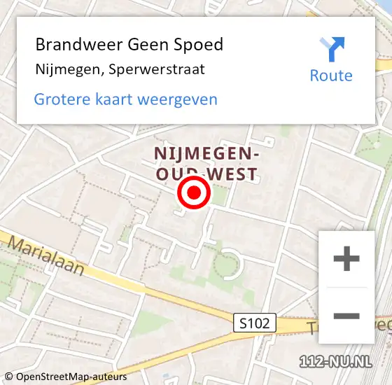 Locatie op kaart van de 112 melding: Brandweer Geen Spoed Naar Nijmegen, Sperwerstraat op 23 januari 2024 02:41