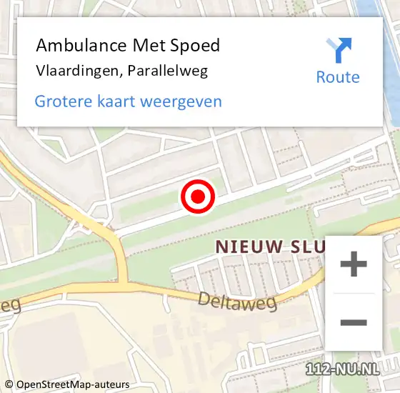 Locatie op kaart van de 112 melding: Ambulance Met Spoed Naar Vlaardingen, Parallelweg op 23 januari 2024 04:27