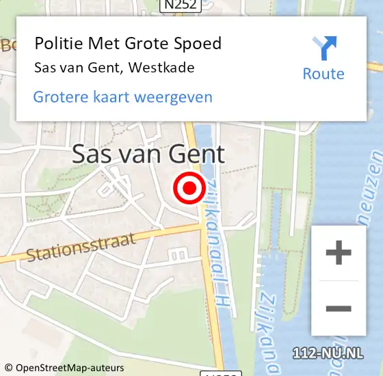 Locatie op kaart van de 112 melding: Politie Met Grote Spoed Naar Sas van Gent, Westkade op 23 januari 2024 07:42