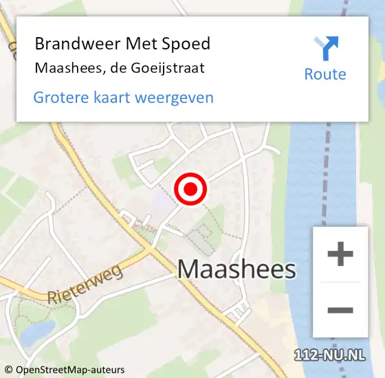 Locatie op kaart van de 112 melding: Brandweer Met Spoed Naar Maashees, de Goeijstraat op 23 januari 2024 07:48