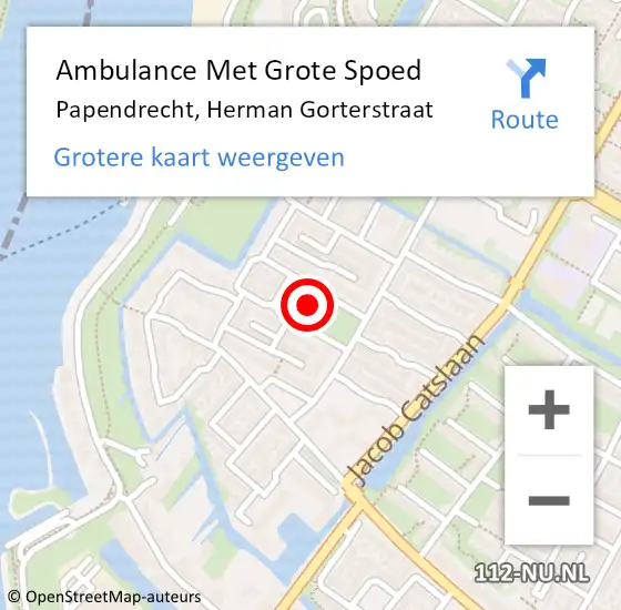 Locatie op kaart van de 112 melding: Ambulance Met Grote Spoed Naar Papendrecht, Herman Gorterstraat op 23 januari 2024 08:29