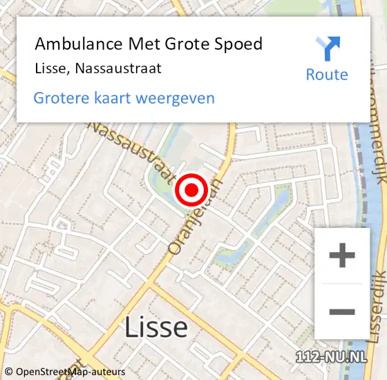 Locatie op kaart van de 112 melding: Ambulance Met Grote Spoed Naar Lisse, Nassaustraat op 23 januari 2024 08:45