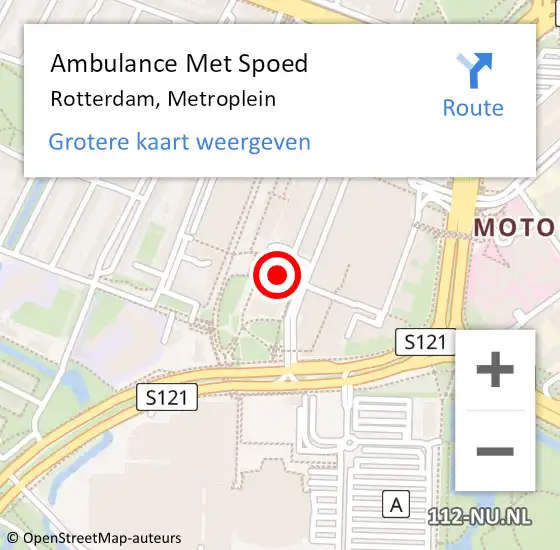 Locatie op kaart van de 112 melding: Ambulance Met Spoed Naar Rotterdam, Metroplein op 23 januari 2024 09:02
