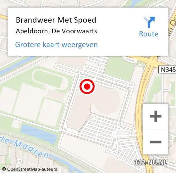 Locatie op kaart van de 112 melding: Brandweer Met Spoed Naar Apeldoorn, De Voorwaarts op 23 januari 2024 09:35