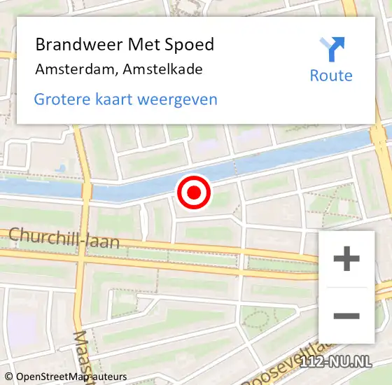 Locatie op kaart van de 112 melding: Brandweer Met Spoed Naar Amsterdam, Amstelkade op 23 januari 2024 09:43