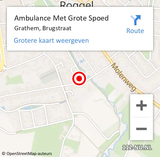 Locatie op kaart van de 112 melding: Ambulance Met Grote Spoed Naar Grathem, Brugstraat op 23 januari 2024 09:44