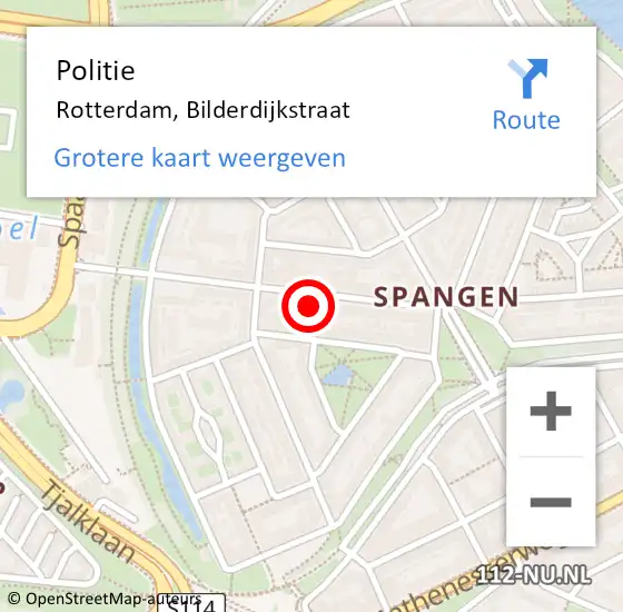Locatie op kaart van de 112 melding: Politie Rotterdam, Bilderdijkstraat op 23 januari 2024 10:05