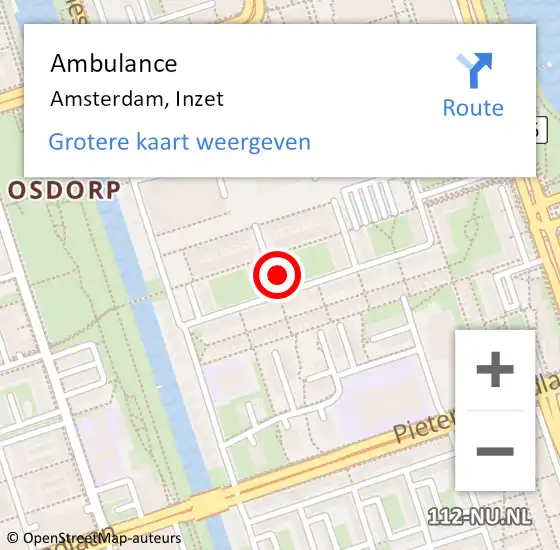 Locatie op kaart van de 112 melding: Ambulance Amsterdam, Inzet op 23 januari 2024 10:19