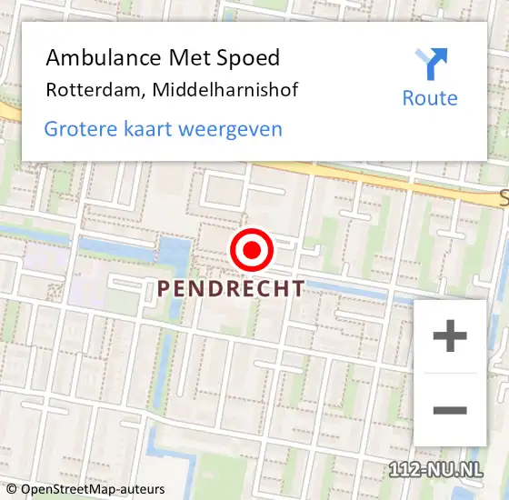 Locatie op kaart van de 112 melding: Ambulance Met Spoed Naar Rotterdam, Middelharnishof op 23 januari 2024 10:44