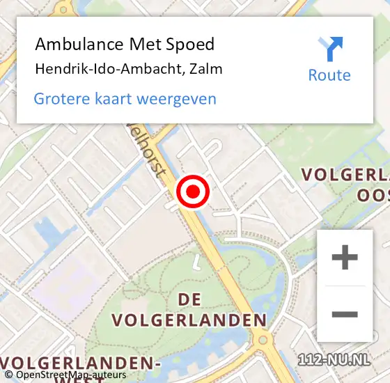 Locatie op kaart van de 112 melding: Ambulance Met Spoed Naar Hendrik-Ido-Ambacht, Zalm op 23 januari 2024 10:54