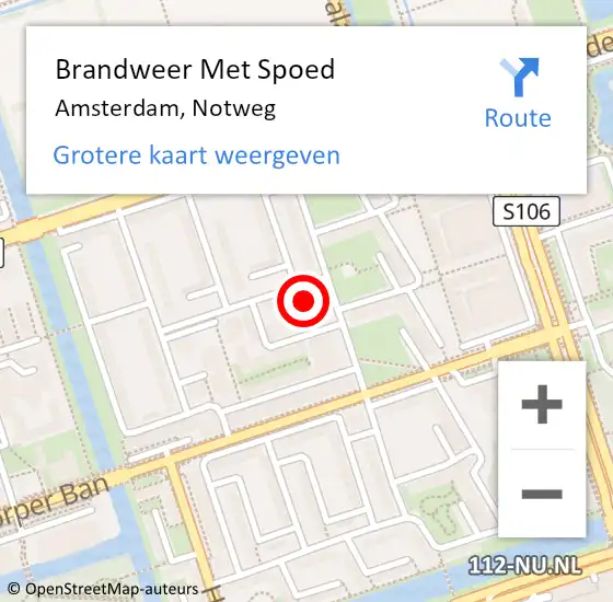 Locatie op kaart van de 112 melding: Brandweer Met Spoed Naar Amsterdam, Notweg op 23 januari 2024 11:04