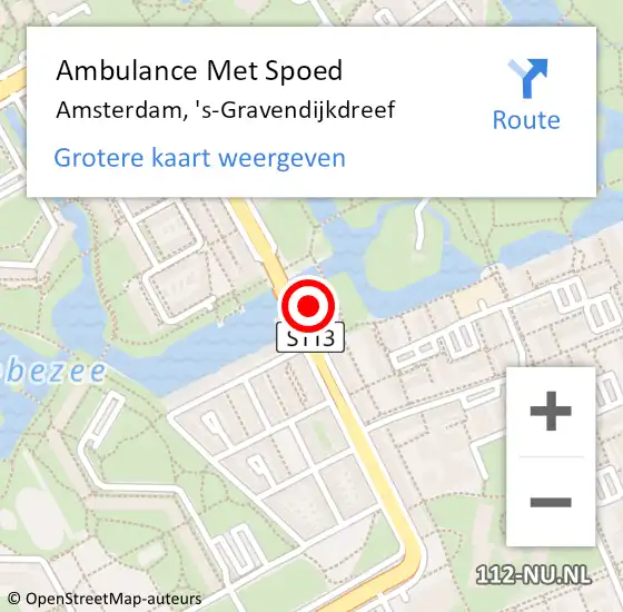 Locatie op kaart van de 112 melding: Ambulance Met Spoed Naar Amsterdam, 's-Gravendijkdreef op 23 januari 2024 12:00