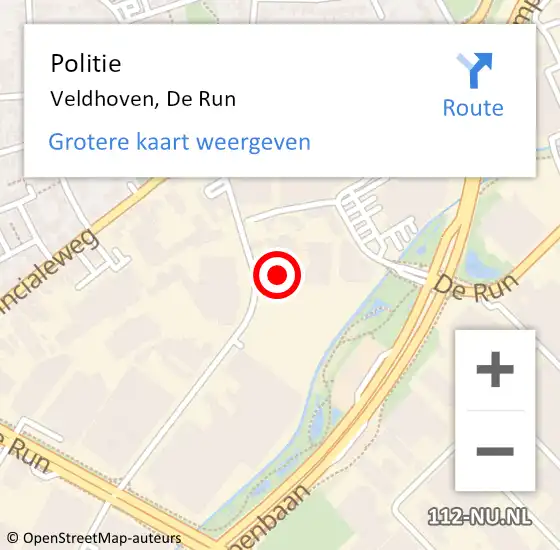 Locatie op kaart van de 112 melding: Politie Veldhoven, De Run op 23 januari 2024 12:08
