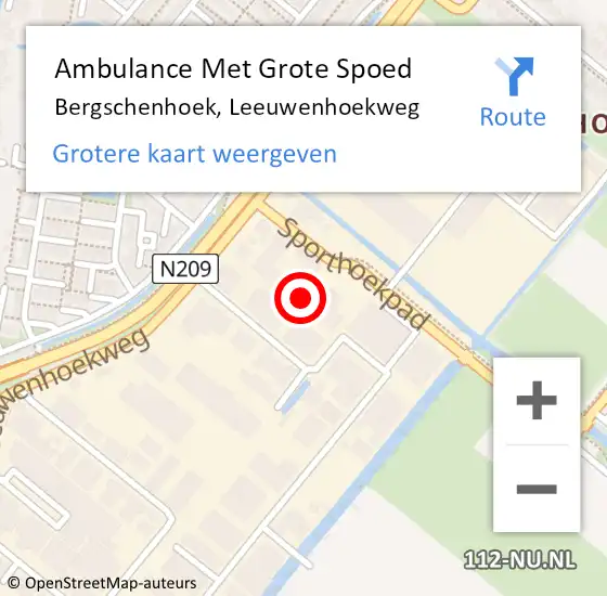 Locatie op kaart van de 112 melding: Ambulance Met Grote Spoed Naar Bergschenhoek, Leeuwenhoekweg op 23 januari 2024 12:19