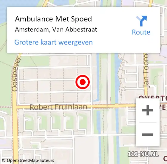 Locatie op kaart van de 112 melding: Ambulance Met Spoed Naar Amsterdam, Van Abbestraat op 23 januari 2024 12:22
