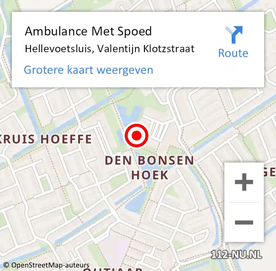 Locatie op kaart van de 112 melding: Ambulance Met Spoed Naar Hellevoetsluis, Valentijn Klotzstraat op 23 januari 2024 12:29