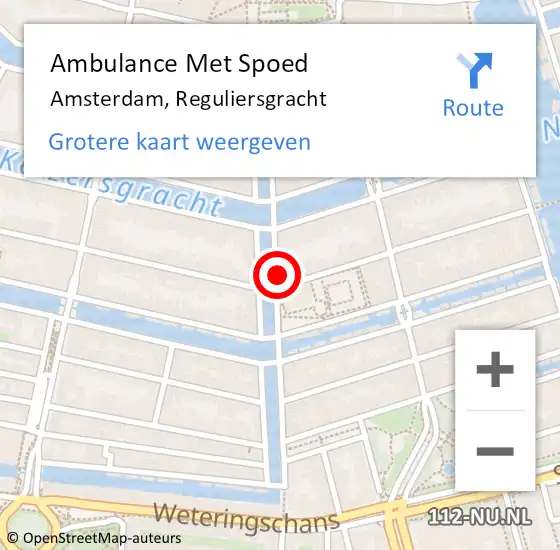 Locatie op kaart van de 112 melding: Ambulance Met Spoed Naar Amsterdam, Reguliersgracht op 23 januari 2024 13:36