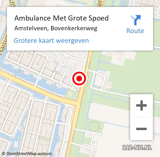 Locatie op kaart van de 112 melding: Ambulance Met Grote Spoed Naar Amstelveen, Bovenkerkerweg op 23 januari 2024 13:38