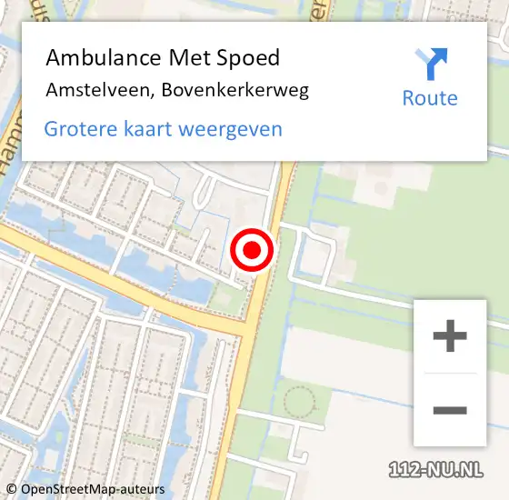 Locatie op kaart van de 112 melding: Ambulance Met Spoed Naar Amstelveen, Bovenkerkerweg op 23 januari 2024 13:42