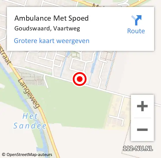 Locatie op kaart van de 112 melding: Ambulance Met Spoed Naar Goudswaard, Vaartweg op 23 januari 2024 14:16