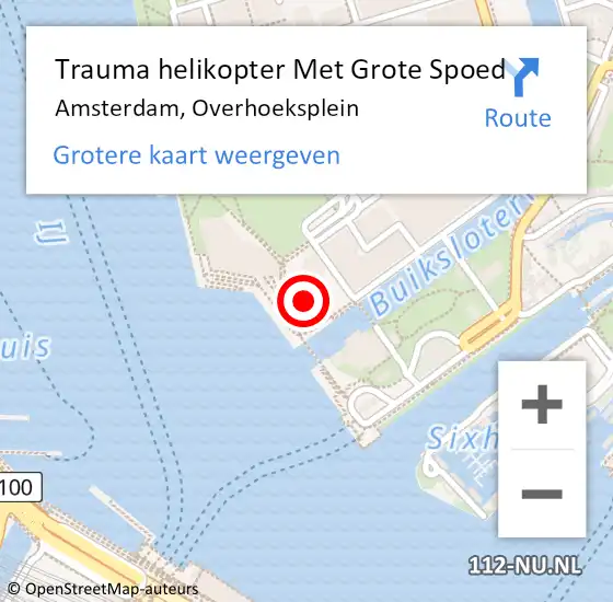 Locatie op kaart van de 112 melding: Trauma helikopter Met Grote Spoed Naar Amsterdam, Overhoeksplein op 23 januari 2024 14:17