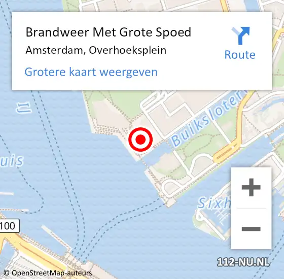 Locatie op kaart van de 112 melding: Brandweer Met Grote Spoed Naar Amsterdam, Overhoeksplein op 23 januari 2024 14:18
