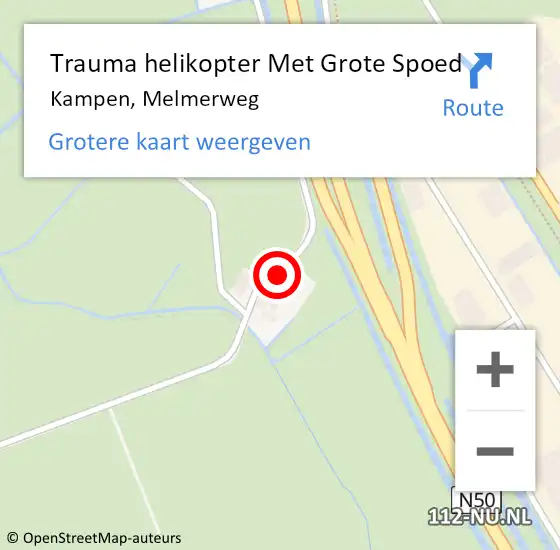 Locatie op kaart van de 112 melding: Trauma helikopter Met Grote Spoed Naar Kampen, Melmerweg op 23 januari 2024 14:44