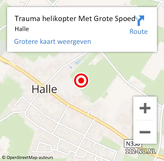 Locatie op kaart van de 112 melding: Trauma helikopter Met Grote Spoed Naar Halle op 23 januari 2024 15:04