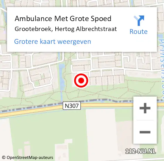 Locatie op kaart van de 112 melding: Ambulance Met Grote Spoed Naar Grootebroek, Hertog Albrechtstraat op 23 januari 2024 16:09