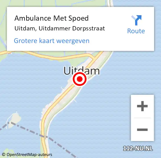 Locatie op kaart van de 112 melding: Ambulance Met Spoed Naar Uitdam, Uitdammer Dorpsstraat op 23 januari 2024 16:46