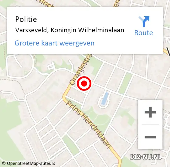 Locatie op kaart van de 112 melding: Politie Varsseveld, Koningin Wilhelminalaan op 23 januari 2024 17:38