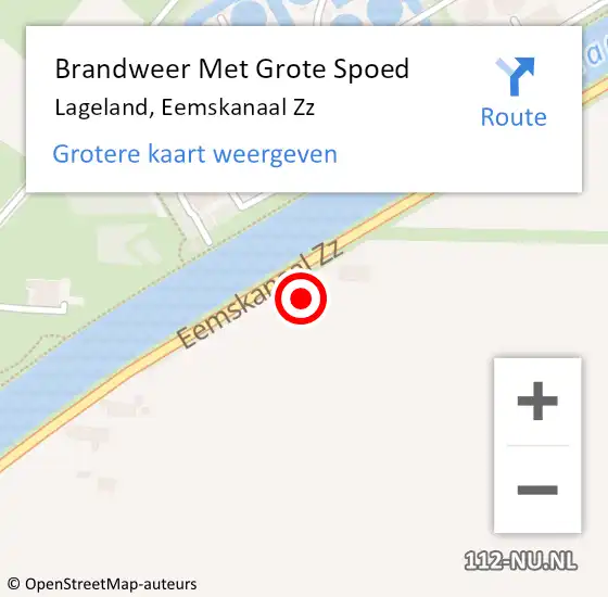 Locatie op kaart van de 112 melding: Brandweer Met Grote Spoed Naar Lageland, Eemskanaal Zz op 23 januari 2024 18:13