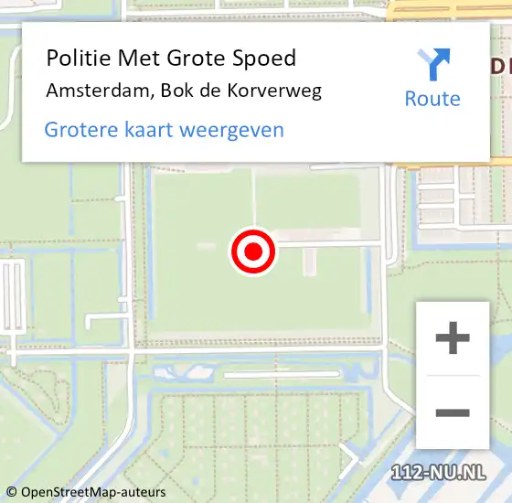 Locatie op kaart van de 112 melding: Politie Met Grote Spoed Naar Amsterdam, Bok de Korverweg op 23 januari 2024 18:15