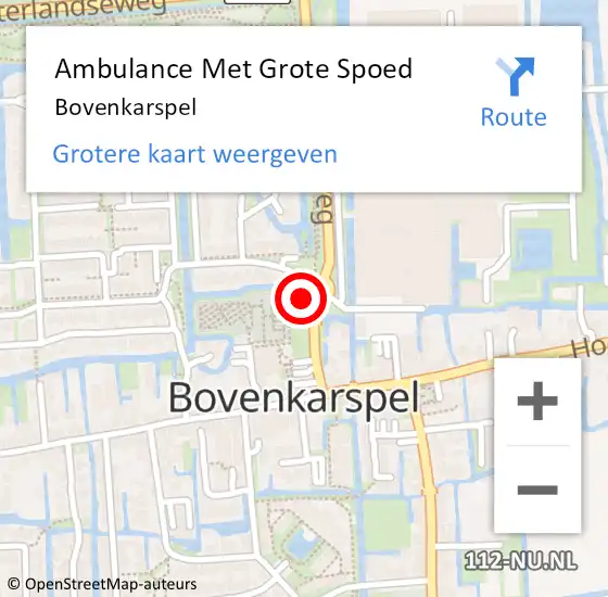 Locatie op kaart van de 112 melding: Ambulance Met Grote Spoed Naar Bovenkarspel op 23 januari 2024 18:41