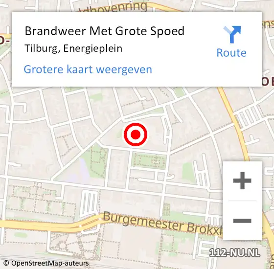 Locatie op kaart van de 112 melding: Brandweer Met Grote Spoed Naar Tilburg, Energieplein op 23 januari 2024 18:54