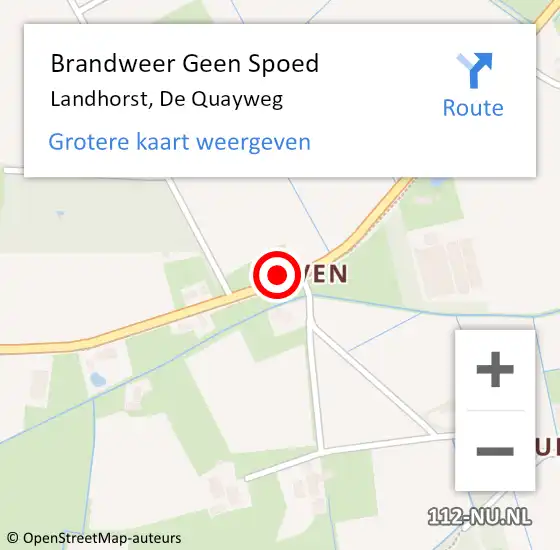 Locatie op kaart van de 112 melding: Brandweer Geen Spoed Naar Landhorst, De Quayweg op 23 januari 2024 19:14