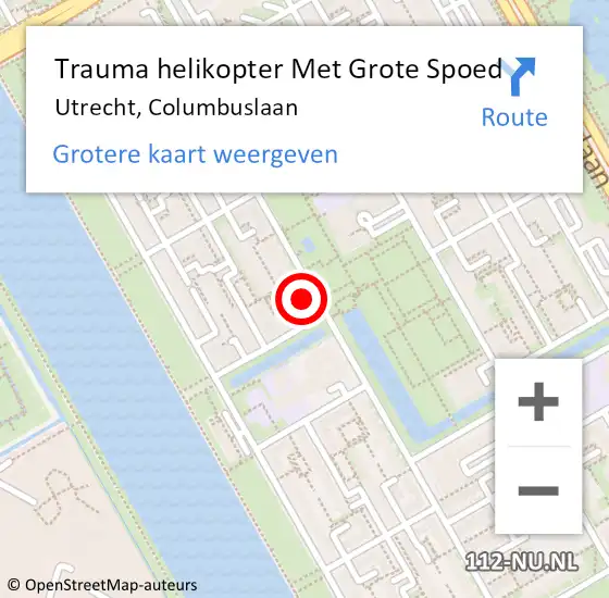 Locatie op kaart van de 112 melding: Trauma helikopter Met Grote Spoed Naar Utrecht, Columbuslaan op 23 januari 2024 20:05