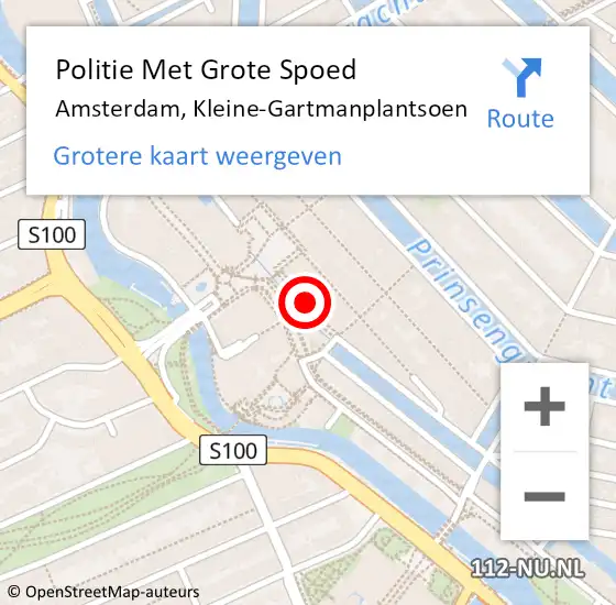 Locatie op kaart van de 112 melding: Politie Met Grote Spoed Naar Amsterdam, Kleine-Gartmanplantsoen op 23 januari 2024 20:44