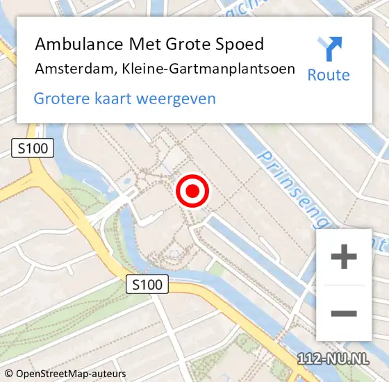Locatie op kaart van de 112 melding: Ambulance Met Grote Spoed Naar Amsterdam, Kleine-Gartmanplantsoen op 23 januari 2024 20:45