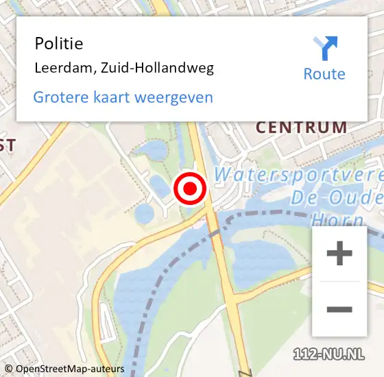 Locatie op kaart van de 112 melding: Politie Leerdam, Zuid-Hollandweg op 23 januari 2024 21:15