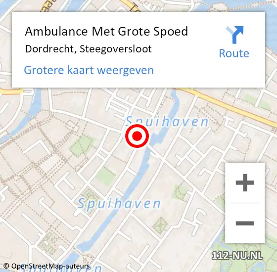 Locatie op kaart van de 112 melding: Ambulance Met Grote Spoed Naar Dordrecht, Steegoversloot op 23 januari 2024 21:45