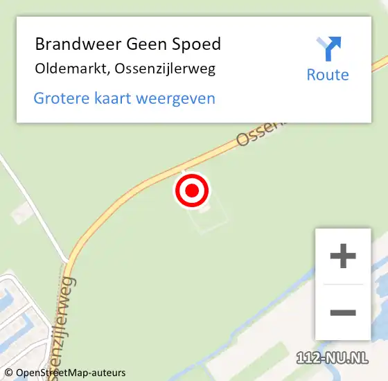 Locatie op kaart van de 112 melding: Brandweer Geen Spoed Naar Oldemarkt, Ossenzijlerweg op 23 januari 2024 22:14