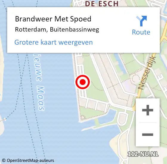Locatie op kaart van de 112 melding: Brandweer Met Spoed Naar Rotterdam, Buitenbassinweg op 23 januari 2024 22:35