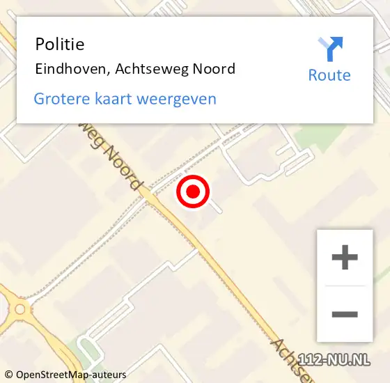 Locatie op kaart van de 112 melding: Politie Eindhoven, Achtseweg Noord op 23 januari 2024 22:39