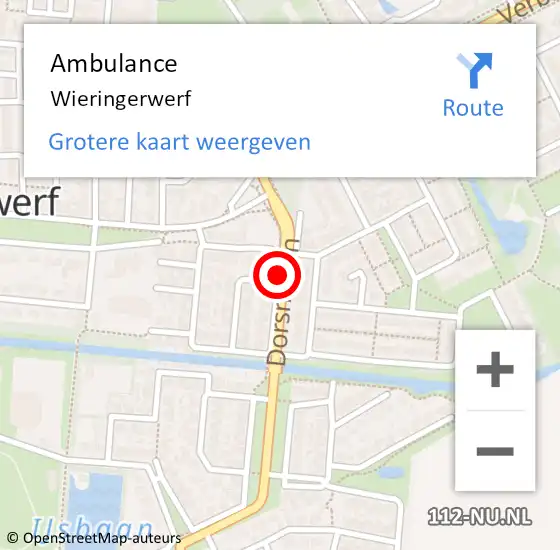 Locatie op kaart van de 112 melding: Ambulance Wieringerwerf op 23 januari 2024 22:44
