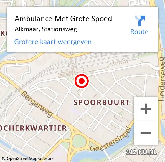 Locatie op kaart van de 112 melding: Ambulance Met Grote Spoed Naar Alkmaar, Stationsweg op 23 januari 2024 22:46