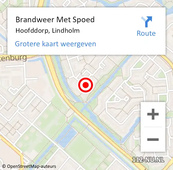 Locatie op kaart van de 112 melding: Brandweer Met Spoed Naar Hoofddorp, Lindholm op 23 januari 2024 23:05