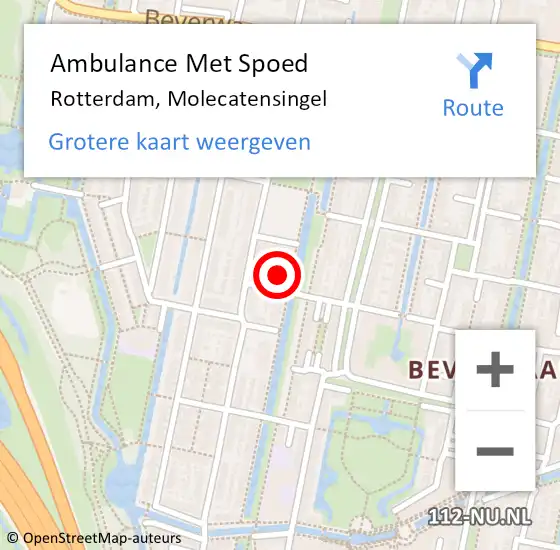 Locatie op kaart van de 112 melding: Ambulance Met Spoed Naar Rotterdam, Molecatensingel op 24 januari 2024 00:01